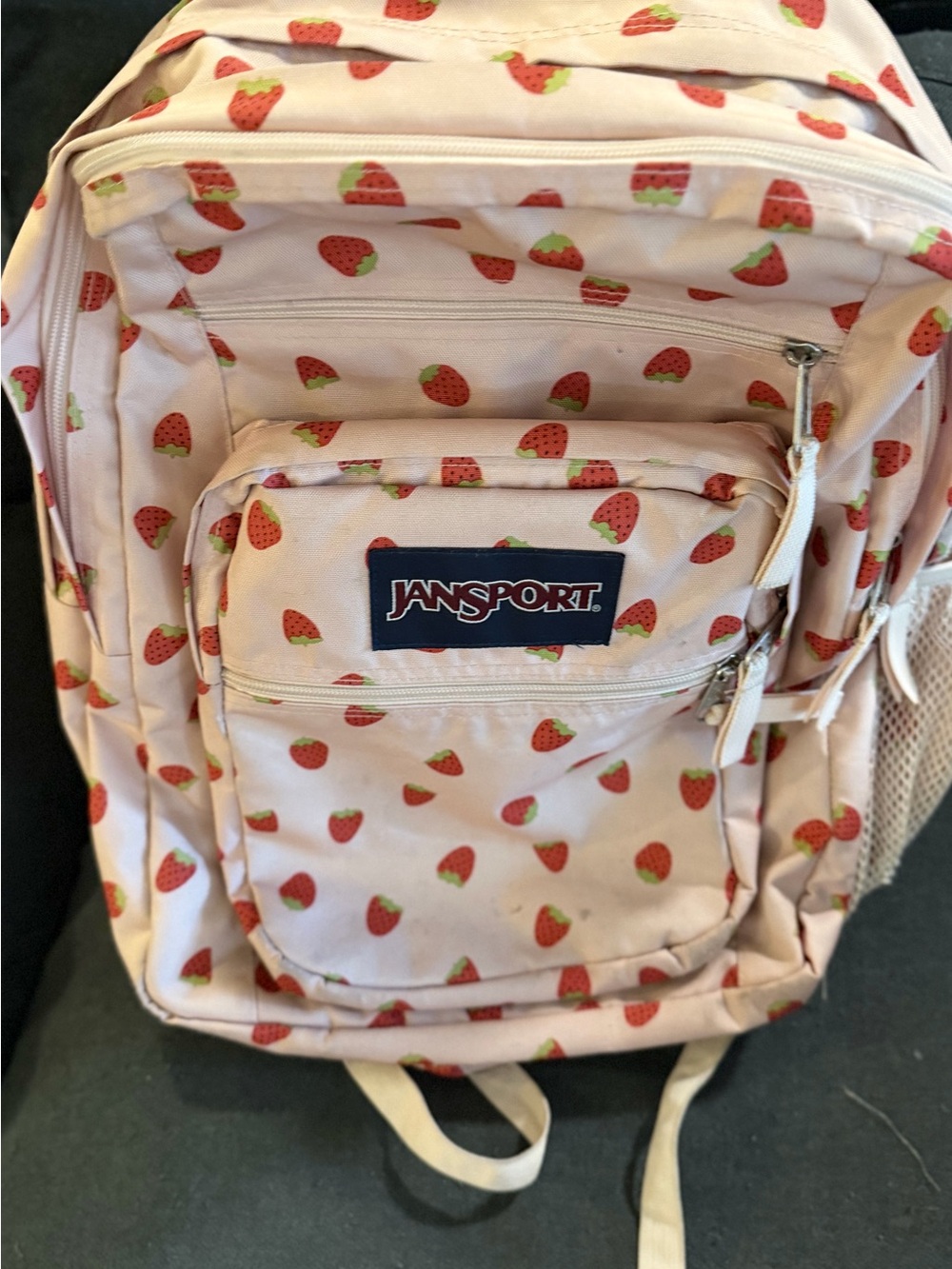 Jansport Pink Strawberry Print Kids Backpack